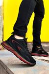 Siyah Kırmızı Şeffaf Köpük Taban Erkek Spor Ayakkabı